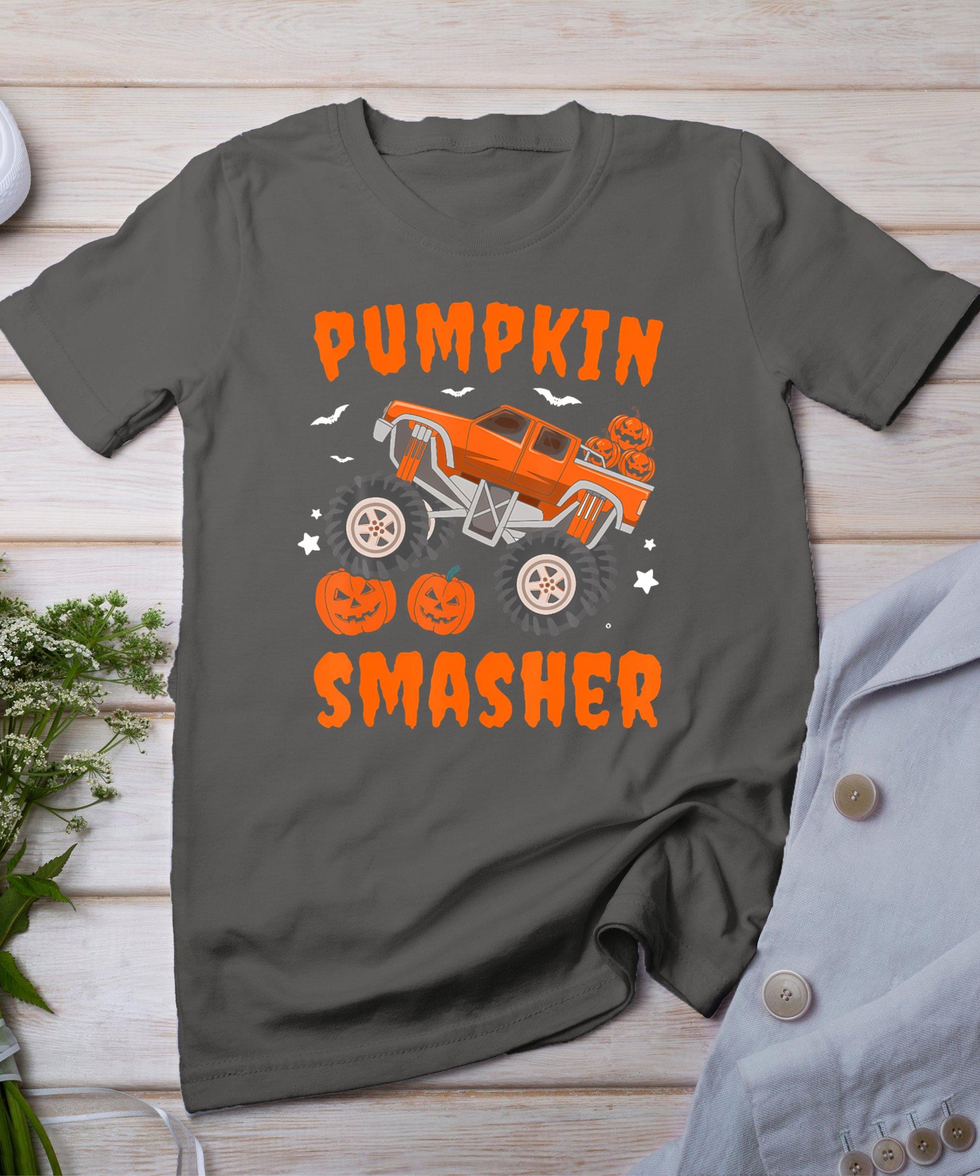 Pumpkin Smasher Toddler Halloween For Monster Truck Lover T-Shirt