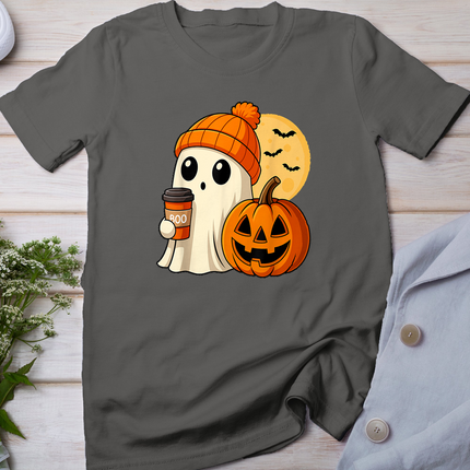 Halloween Ghost Coffee Pumpkin Spooky Season Women Kids Men T-Shirt