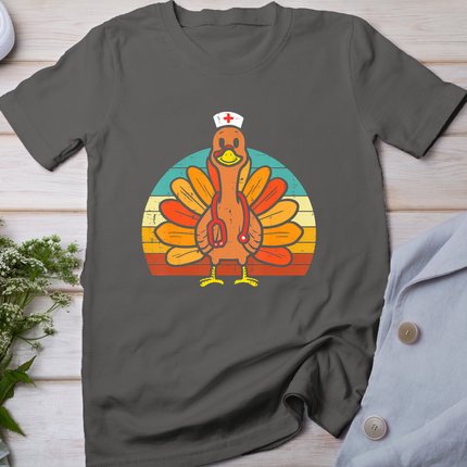 Turkey Nurse Stethoscope Thanksgiving Fall Scrub Top Women T-Shirt