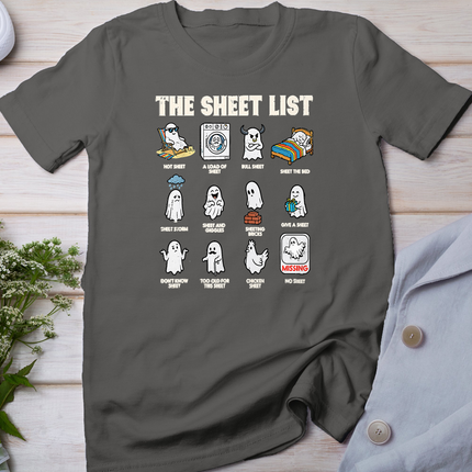 Halloween Ghosts The Sheet List Funny Costume Men Women T-Shirt