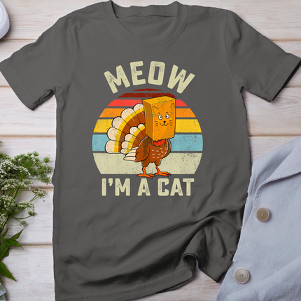 Thanksgiving Funny Turkey Fake Cat Retro Women Men Kids T-Shirt