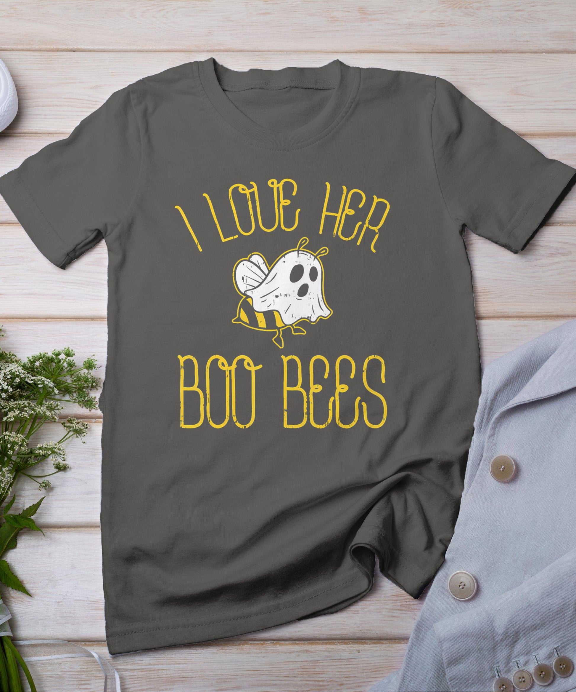 I Love Her Boo Bees Couples Halloween T-Shirt