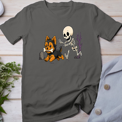 Funny Yorkie Skeleton and Halloween T-Shirt