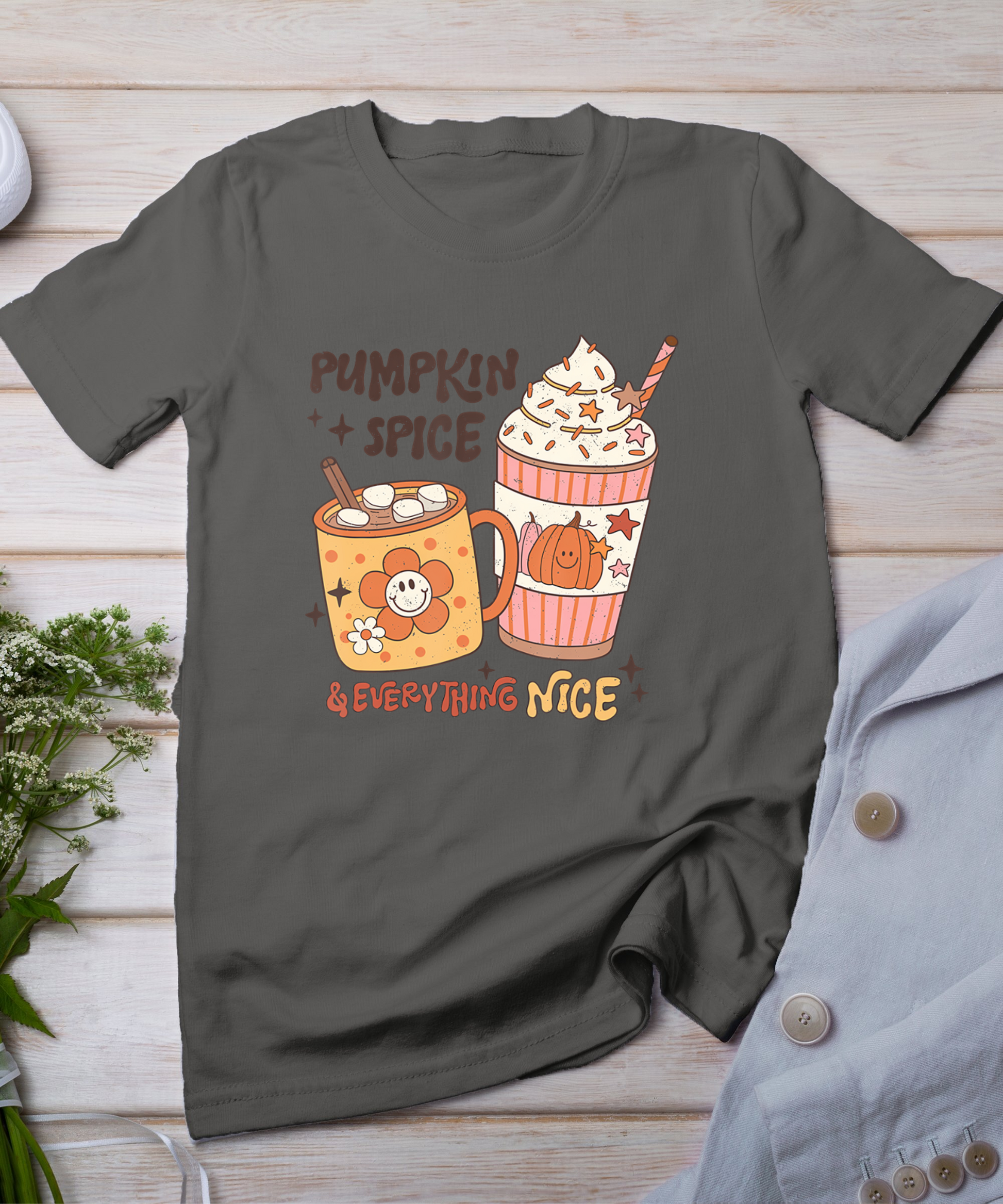 Fall Coffee Pumpkin Spice Latte Iced Warm Cozy Autumn Orange T-Shirt