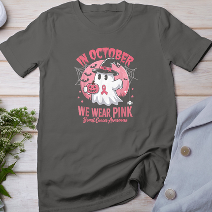 Breast Cancer Shirts Women Halloween In October We Wear Pink T-Shirt