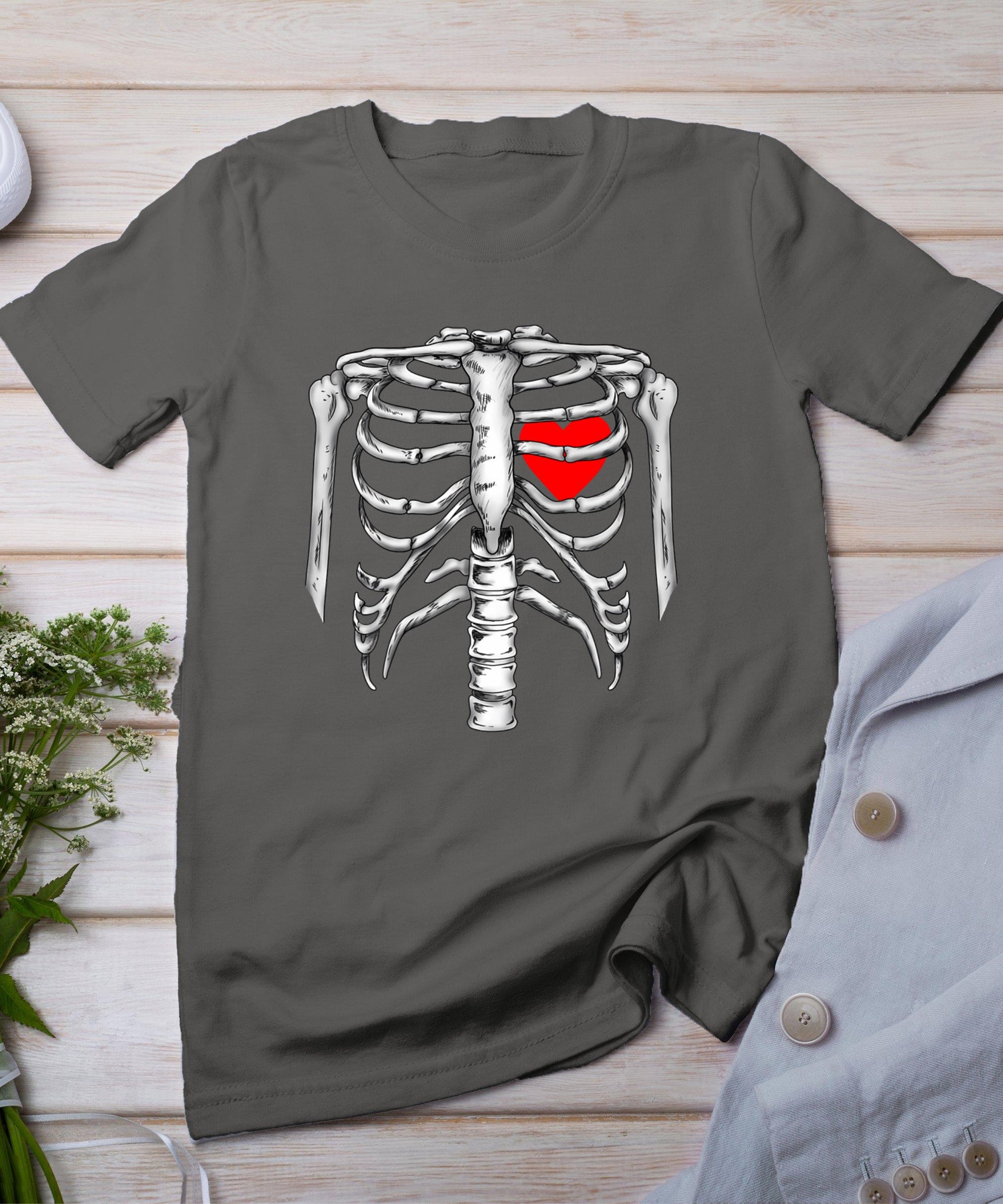 Skeleton Rib Cage Heart Xray Halloween Easy Costume T-Shirt