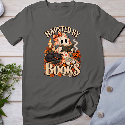 Haunted By Books Vintage Ghost Reading Halloween Book Lover T-Shirt