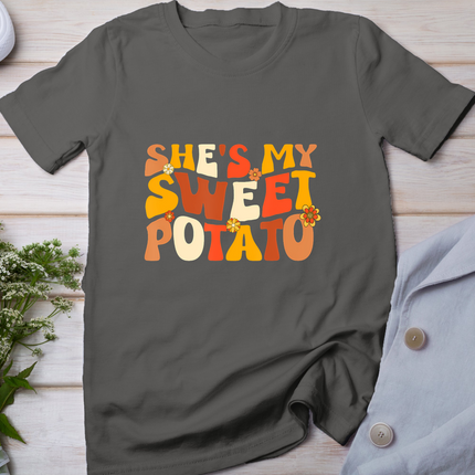 Thanksgiving Shirts Couples Sweet Potato I Yam Groovy Flower T-Shirt