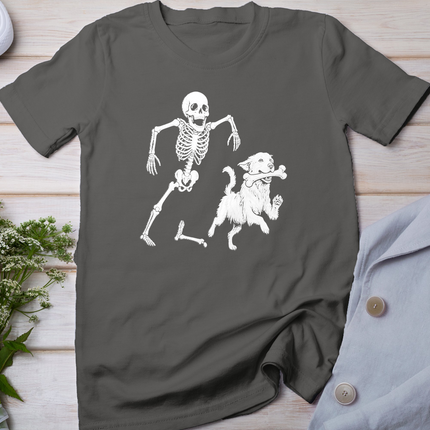 Cute Golden Retriever with Skeleton Bone Halloween Dog Lover T-Shirt