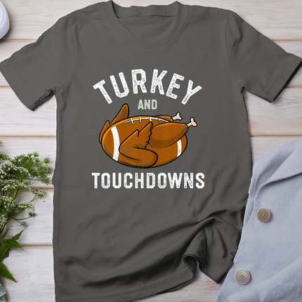 Thanksgiving Turkey And Touchdowns Football Men Boys T-Shirt