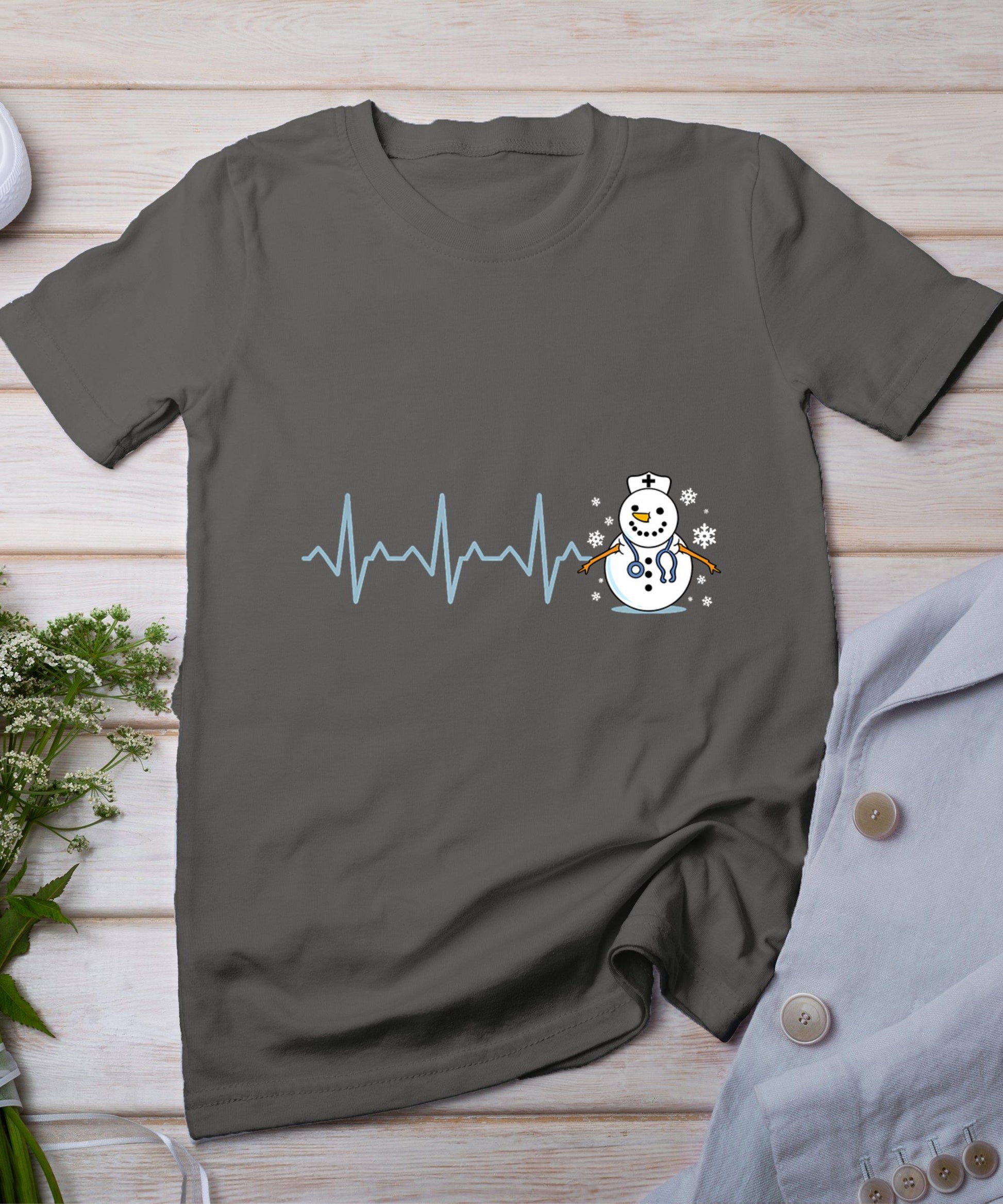 Heartbeat Nurse Snowman Nurse Christmas T-Shirt