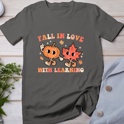 Fall In Love With Learning Fall Teacher Thanksgiving Retro T-Shirt