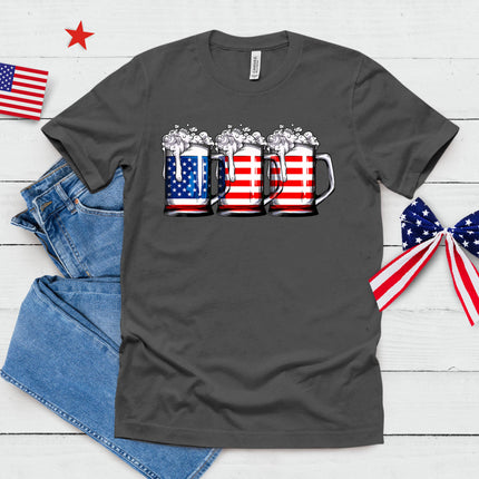 Beer American Flag 4th Of July Men Women Merica Drinking Usa T-Shirt