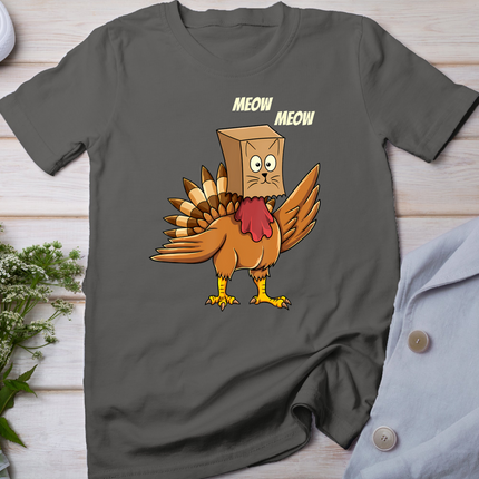 Thanksgiving Turkey Cat Meow Funny Men Women Thanksgiving T-Shirt