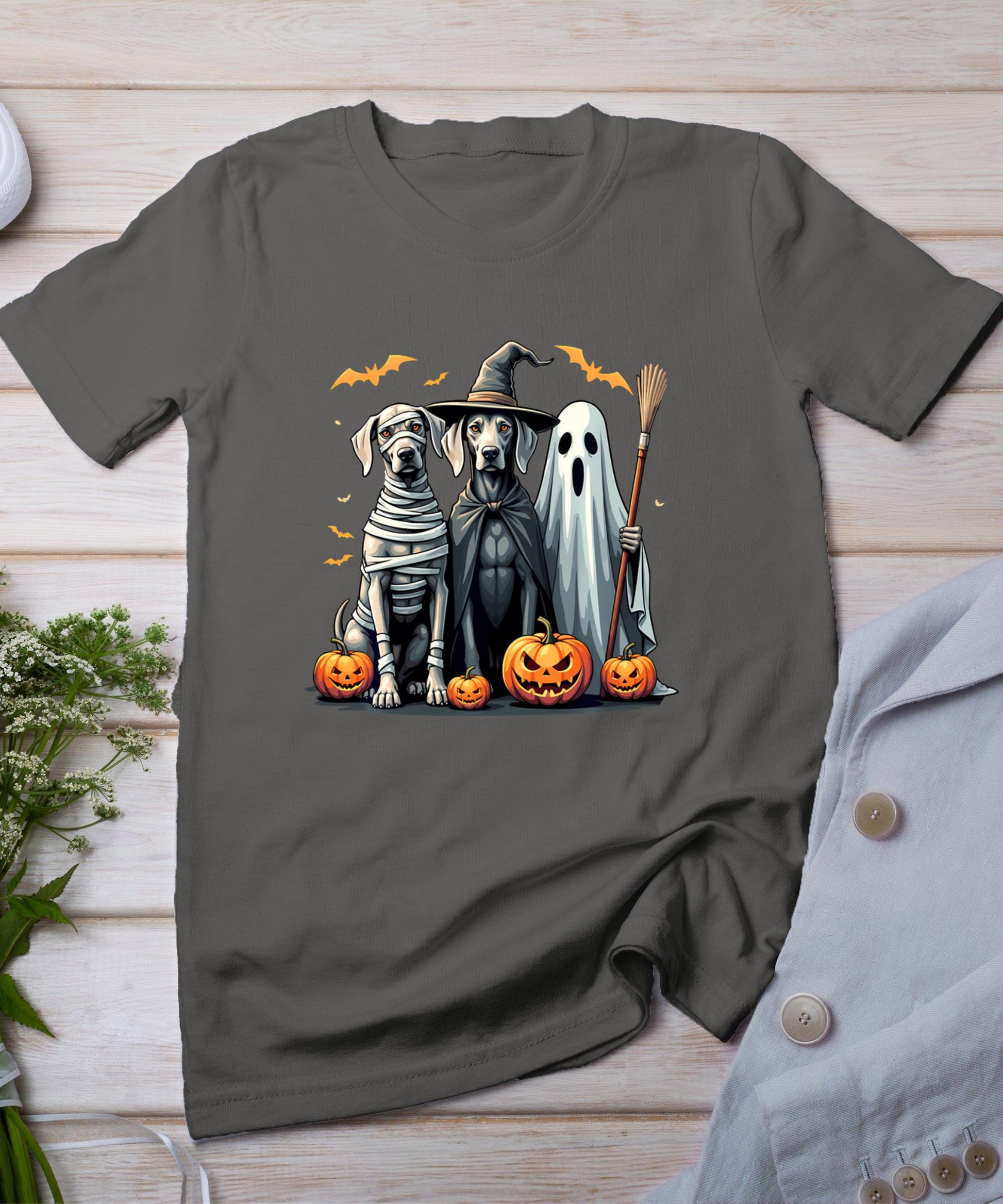 Weimaraner Halloween Costume Mummy Witch Ghost Dog Lover T-Shirt