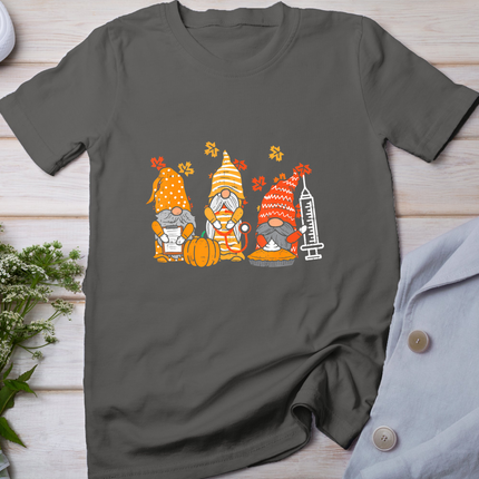 Thanksgiving Nurse Gnomes Fall Scrub Top Autumn Rn Women T-Shirt