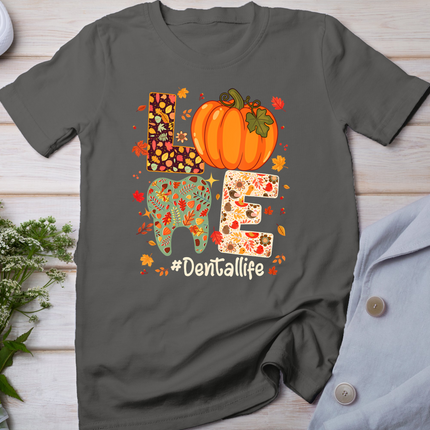 Love Dental Life Pumpkin Tooth Dentist Fall Thanksgiving T-Shirt