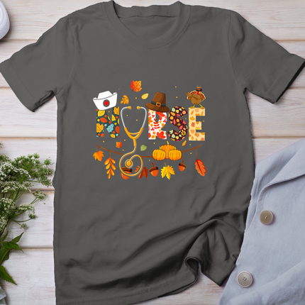 Nurse Thanksgiving Shirt Health Worker Nursing Fall Turkey T-Shirt