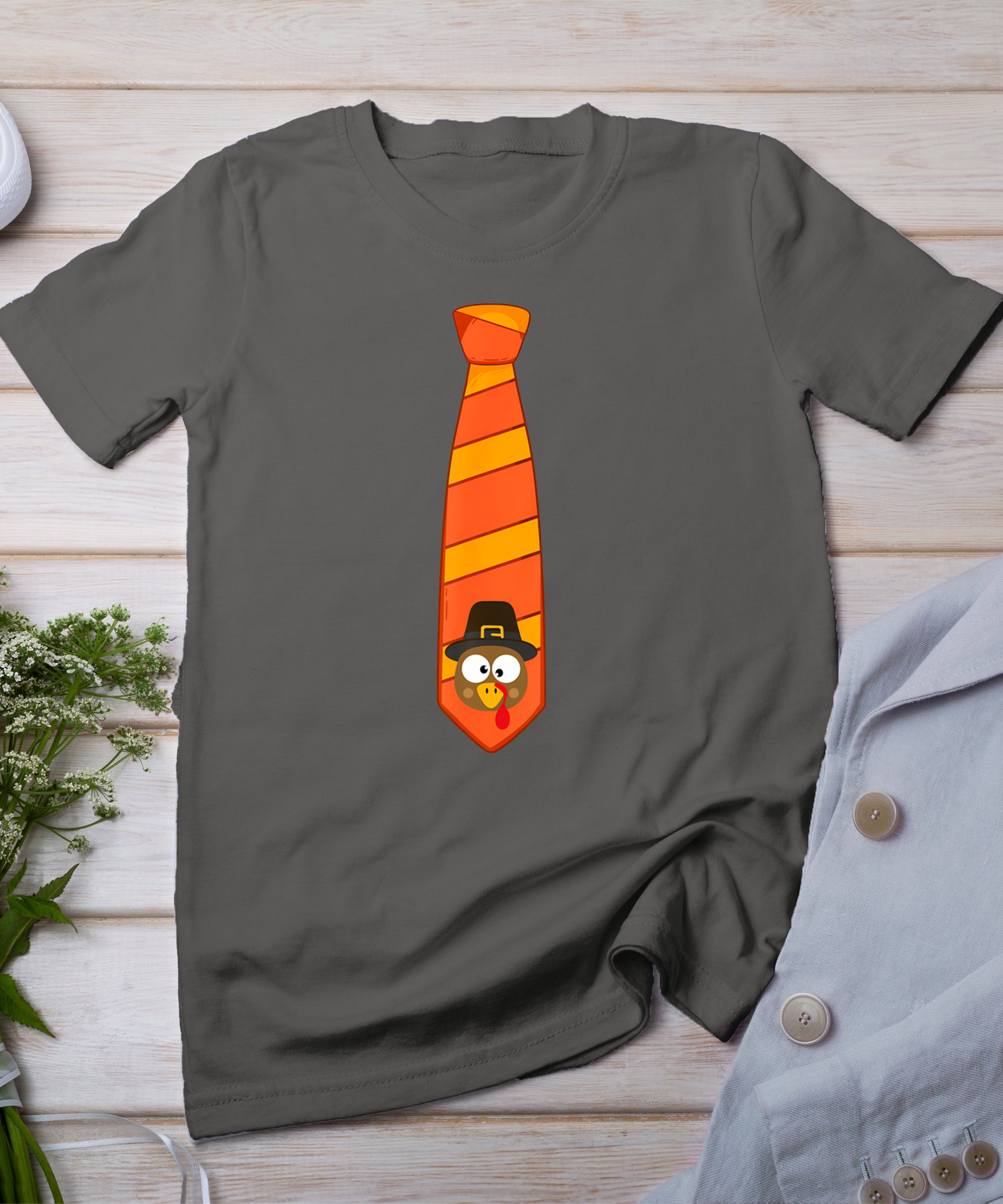 Funny Thanksgiving Tie With Turkey For Family Dinner T-Shirt