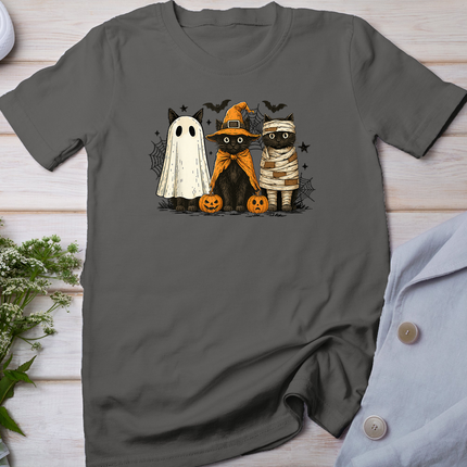 Retro Black Cat Witch Scary Halloween Pumpkin Women Men Kids T-Shirt