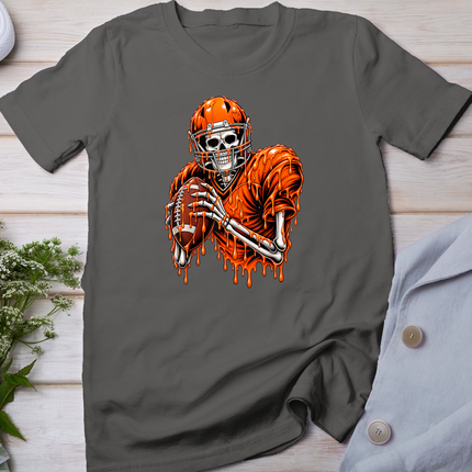 Skeleton Football Player Spooky Halloween Dripping Sports T-Shirt