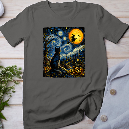 Cat Starry Night Van Gogh Halloween Witch Costume Men Women T-Shirt