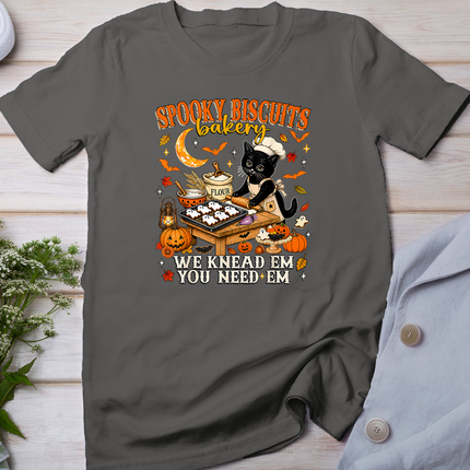 Funny Spooky Biscuits Bakery Black Cat Halloween Pumpkin Kid T-Shirt