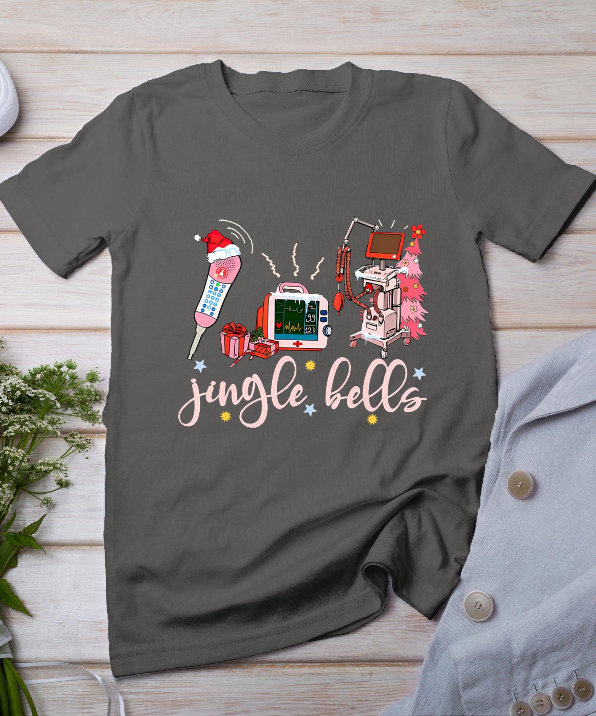 Funny Telemetry Nurse Christmas Jingle Bells Women Men T-Shirt