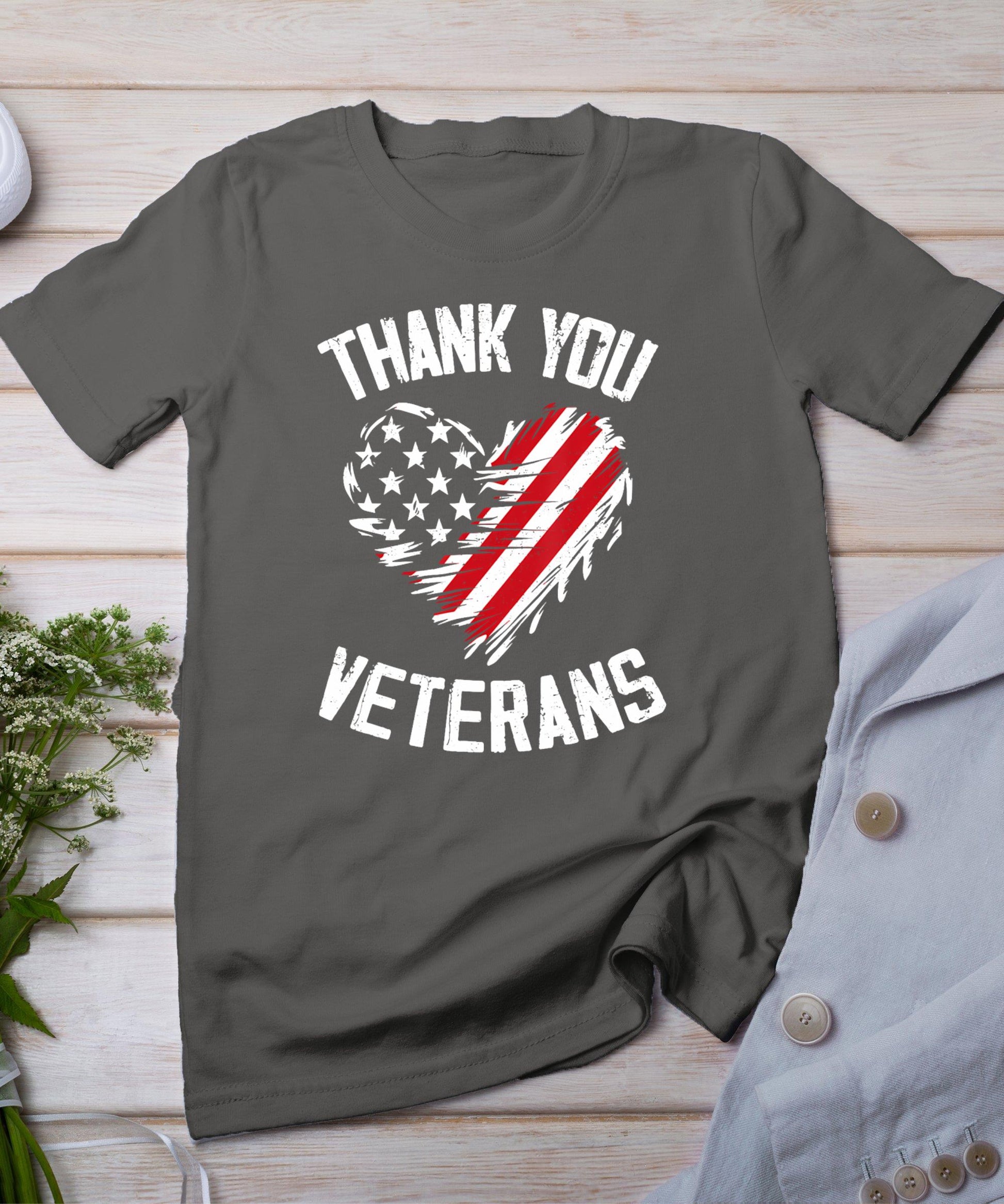 Thank You Veterans Patriotic American Flag Veterans Day 2024 T-Shirt