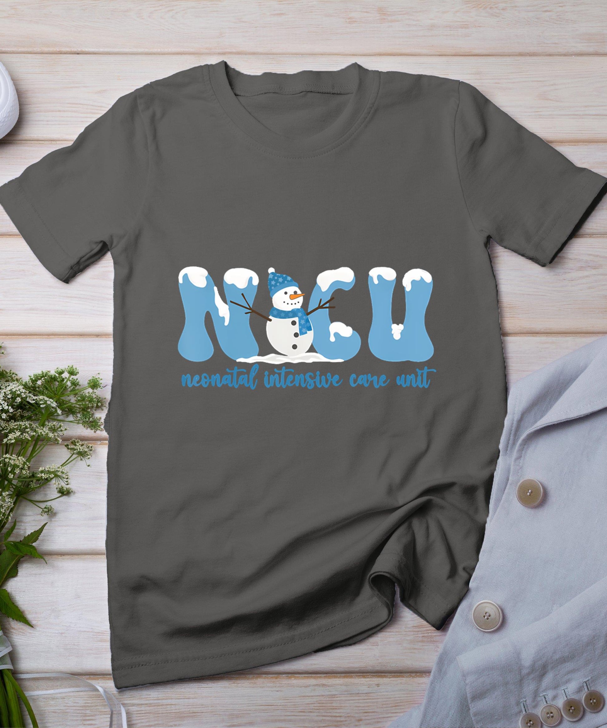 Winter Nicu Nurse Xmas Snowman Neonatal Intensive Care Unit T-Shirt