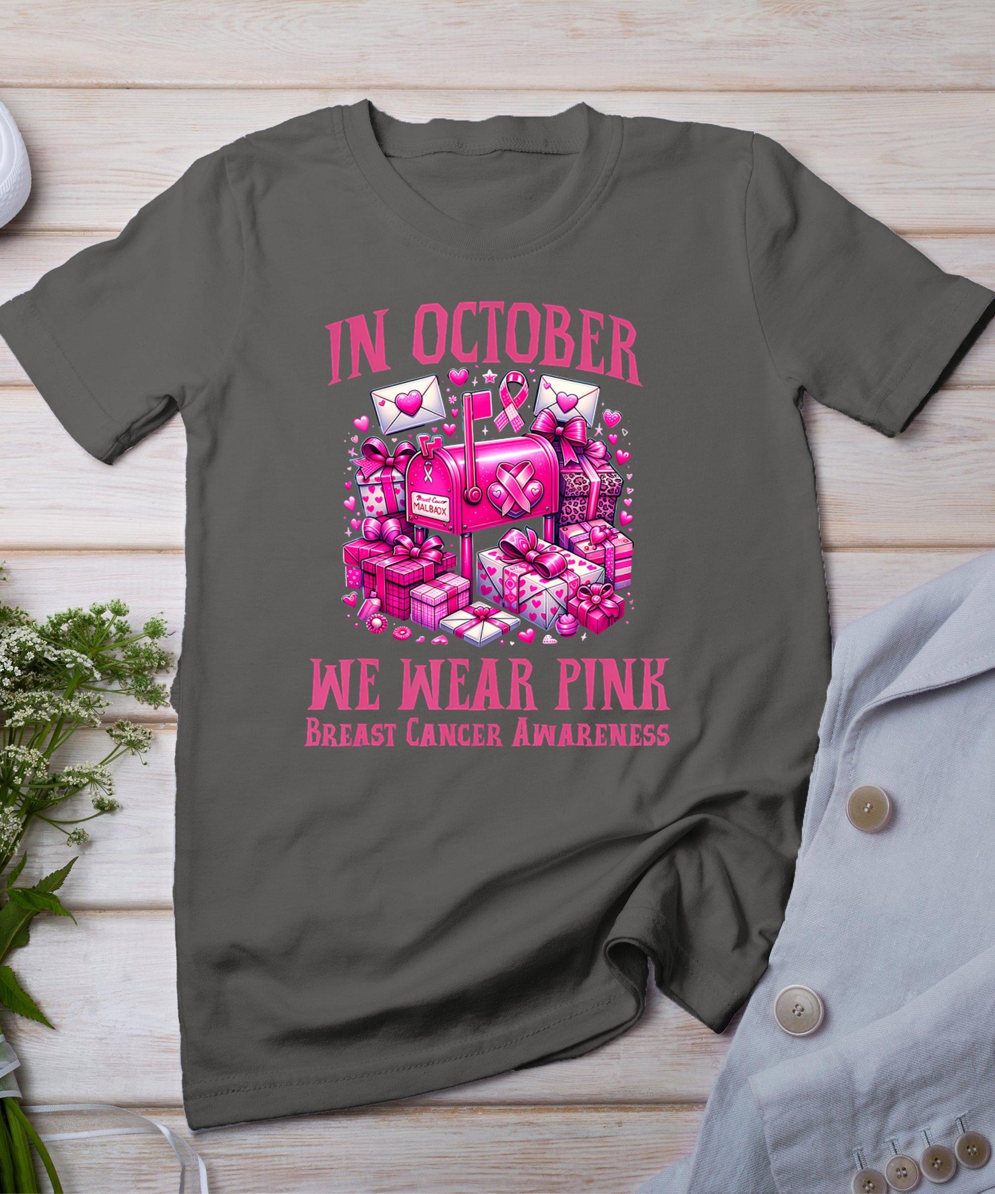 October We Wear Pink Breast Cancer Awareness Postal Worker T-Shirt