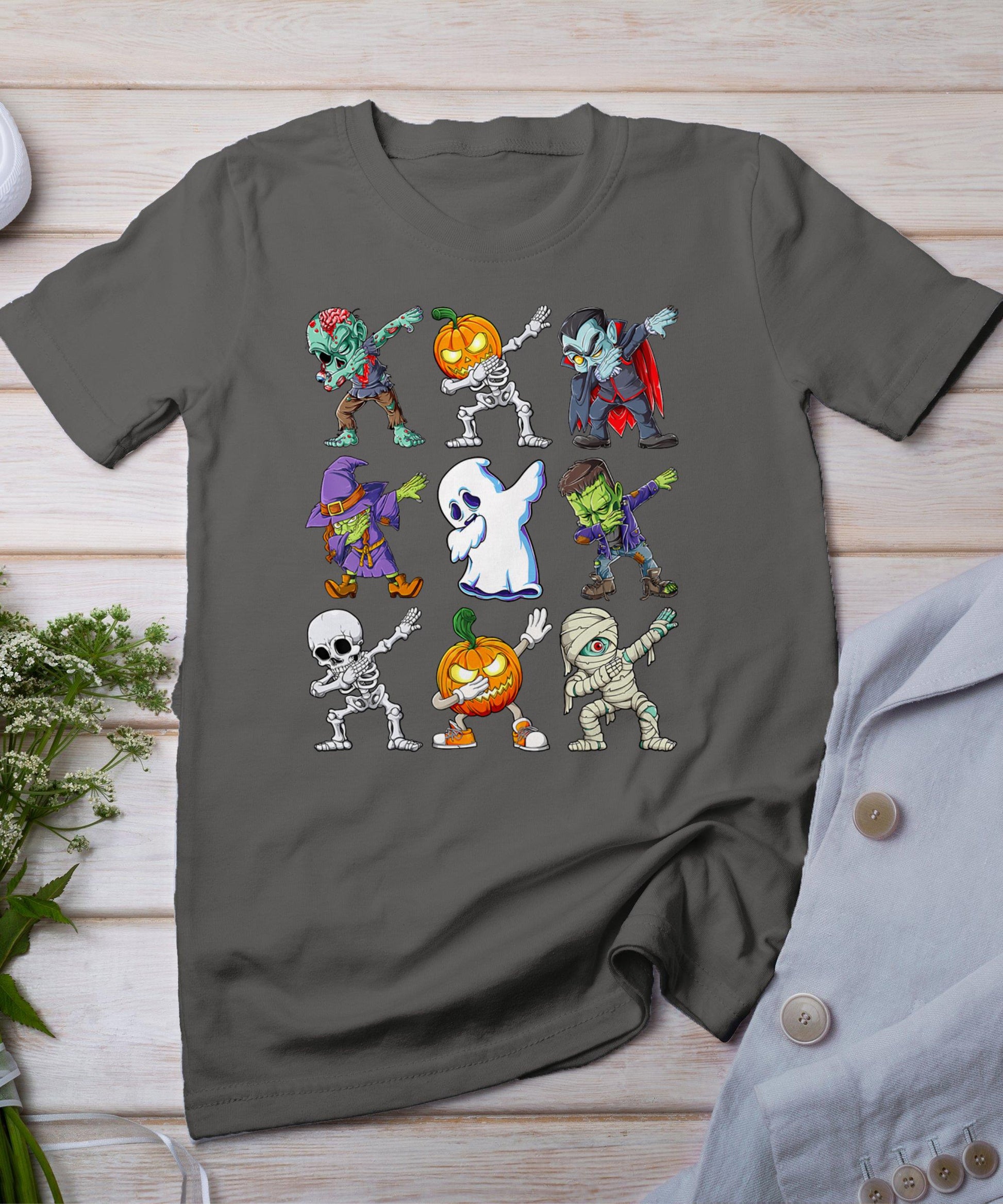 Dabbing Halloween Boys Skeleton Zombie Scary Pumpkin Mummy T-Shirt