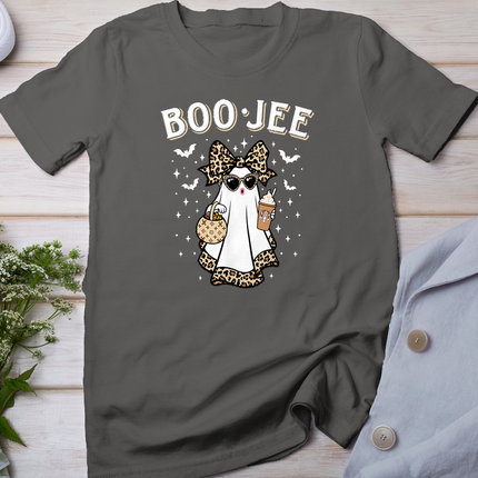 Boo-JEE Ghost Coffee Leopard Retro Cute Halloween T-Shirt
