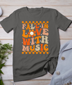 Fall In Love With Music Groovy Thanksgiving Music Teacher T-Shirt