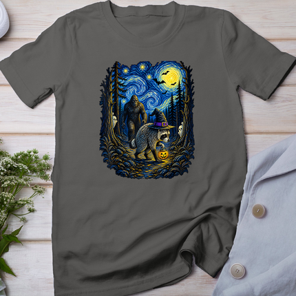 Jimothy Raccoon Bigfoot Boo Pumpkin Van Gogh Halloween T-Shirt