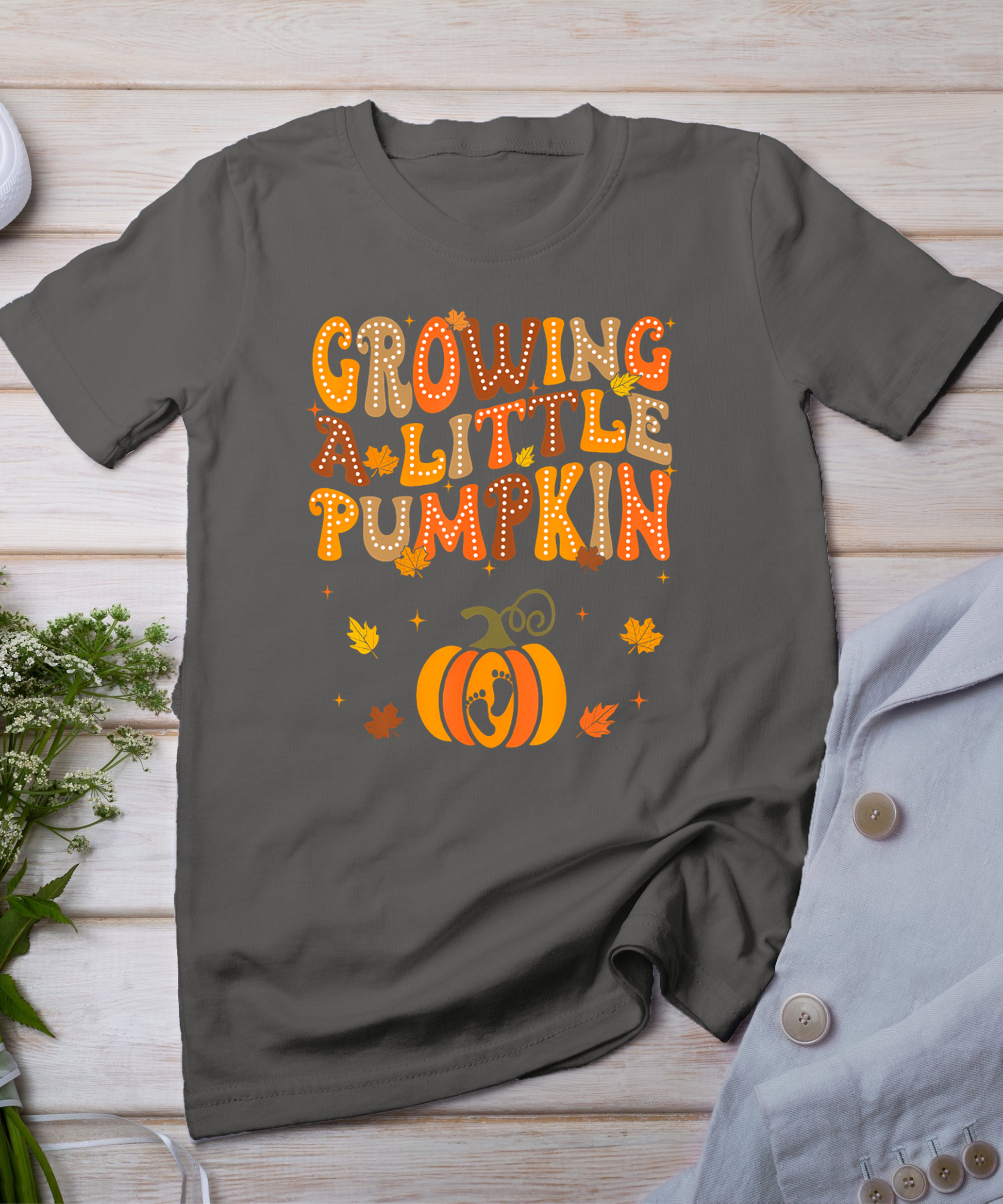 Vintage Growing A Little Pumpkin Thanksgiving Pregnancy T-Shirt