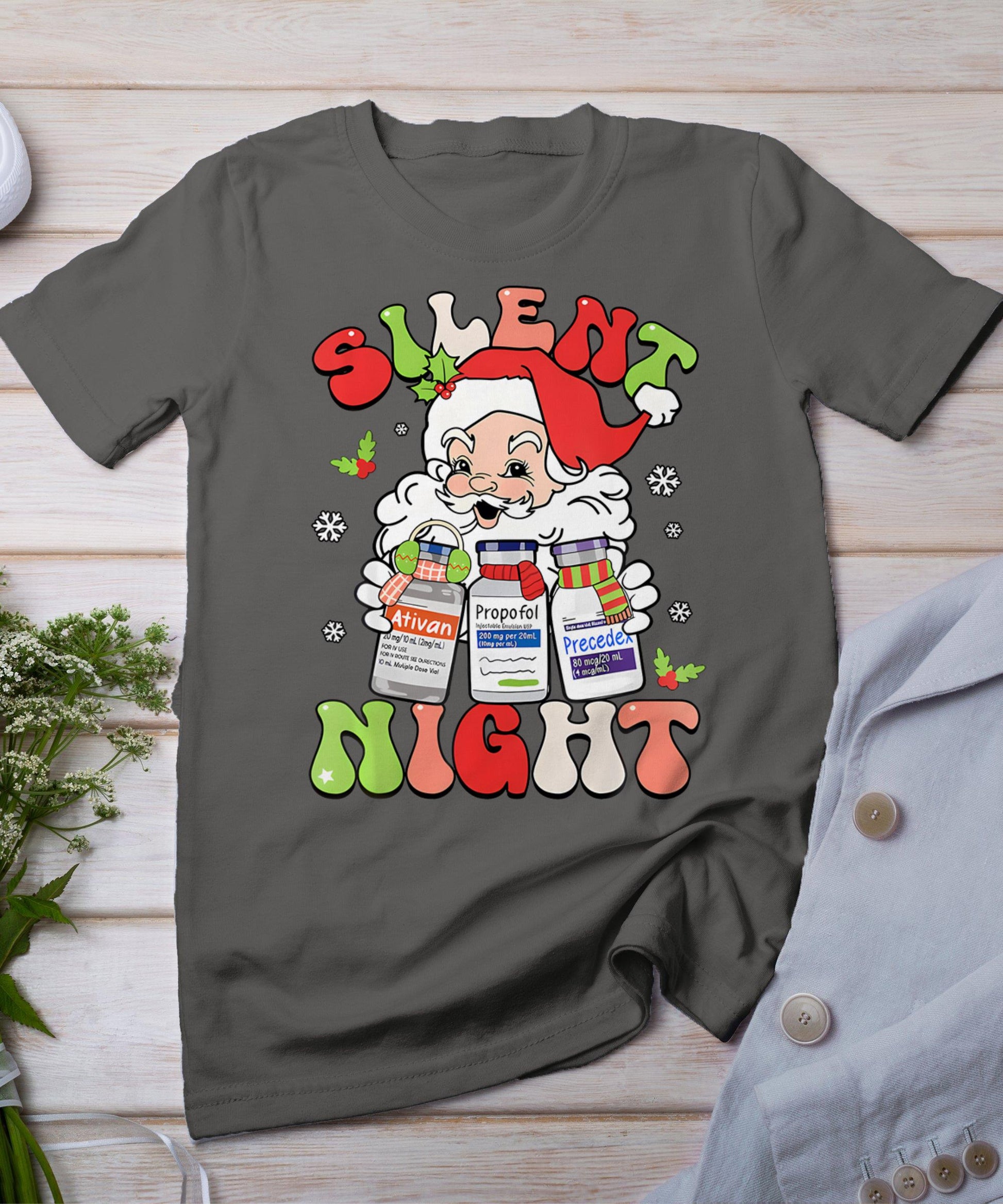 Retro Silent Night Icu Nurse Christmas Intensive Care Unit T-Shirt