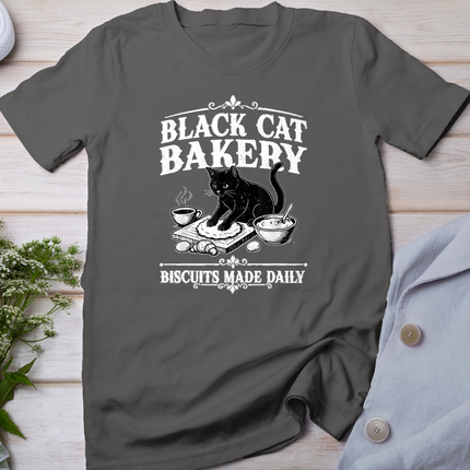 Black Cat Bakery Biscuits Made Daily Cat Lover Graphic T-Shirt