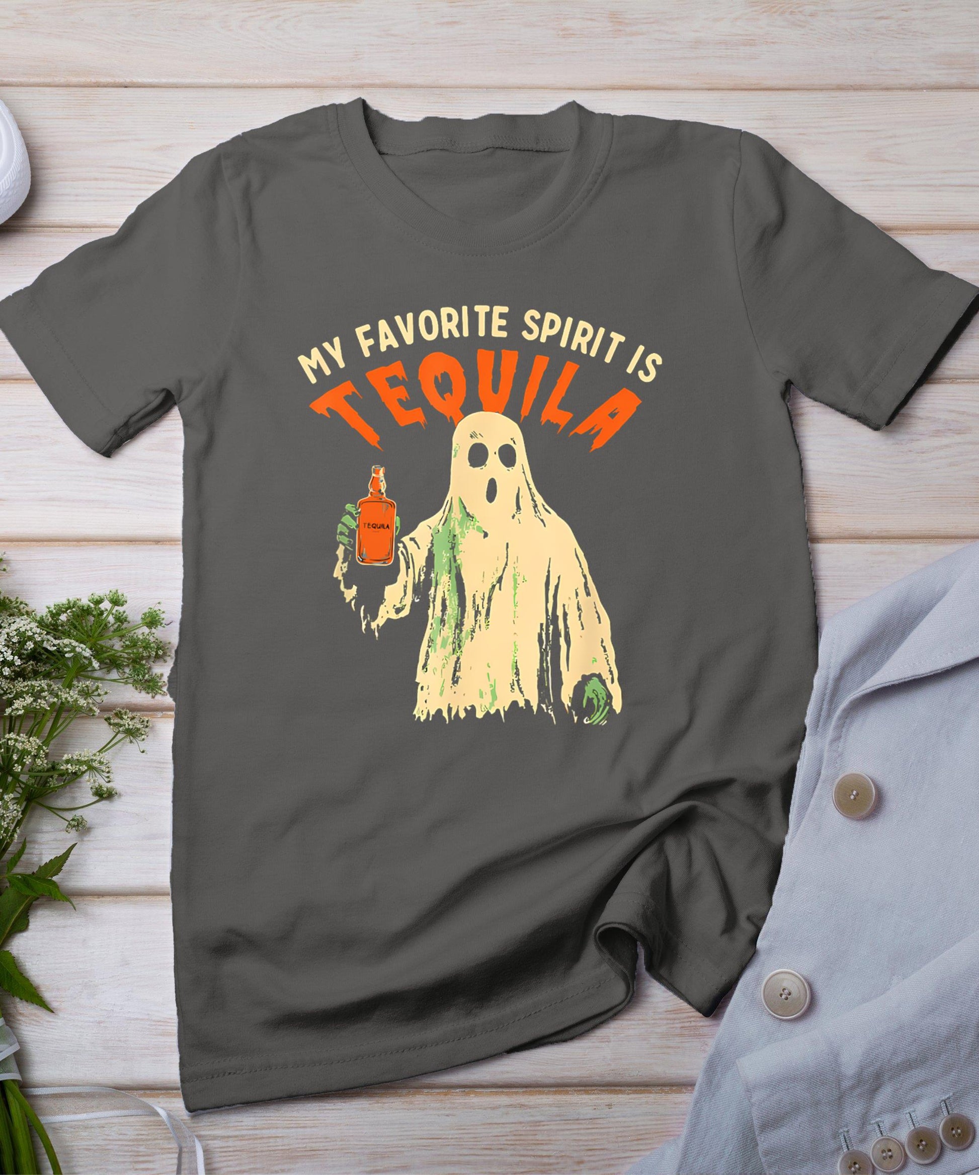 My Favorite Spirit Is Tequila Funny Halloween Party Adult T-Shirt