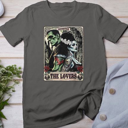 The Monster Frankenstein and Bride The Lovers Tarot Card T-Shirt