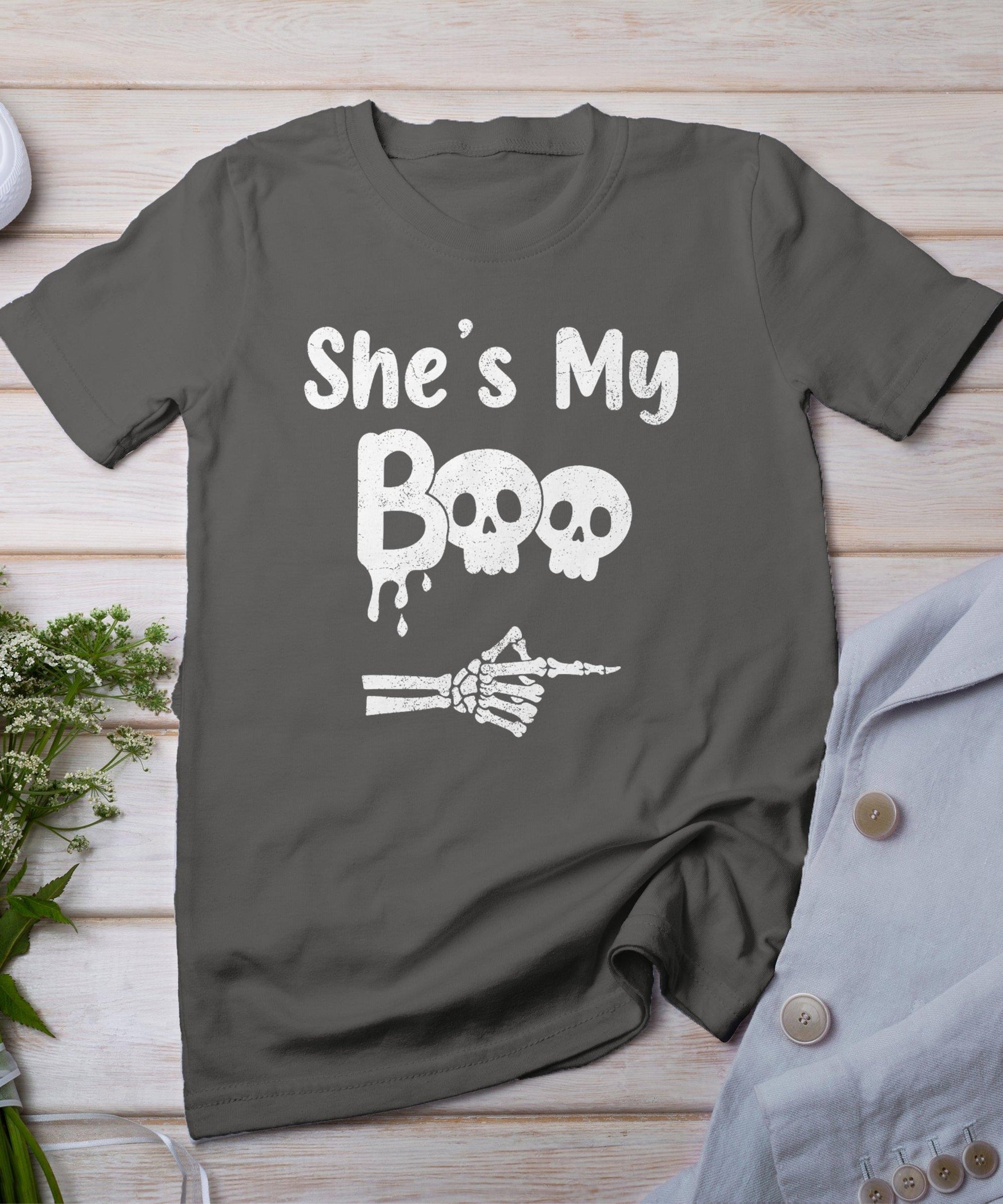 Matching Halloween Pajama Couples Shes My Boo Skull Face T-Shirt