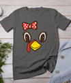 Cute Turkey Face Ribbon Thanksgiving Kid Toddler Girls Women T-Shirt