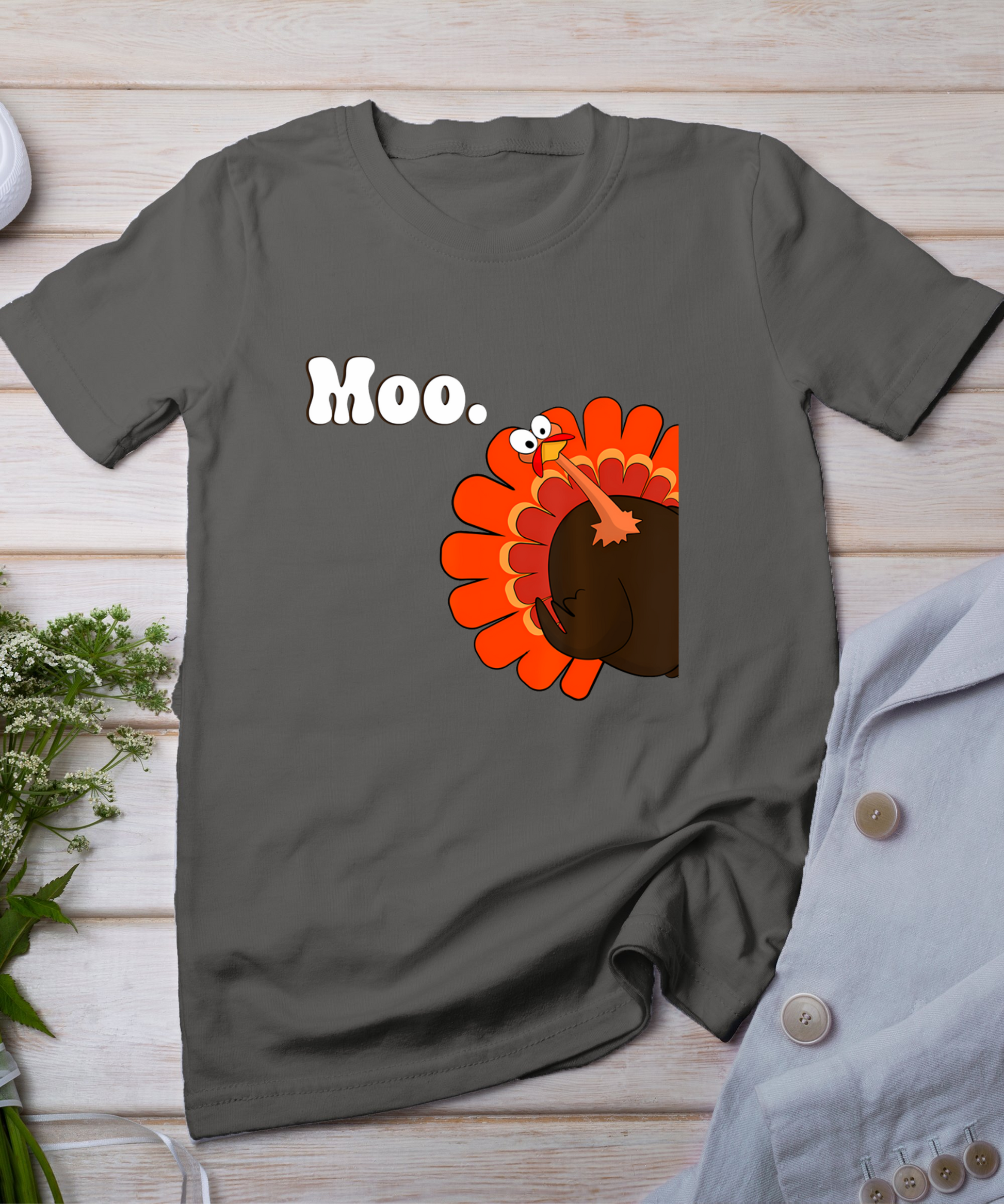 Turkey Moo Funny Thanksgiving T-Shirt