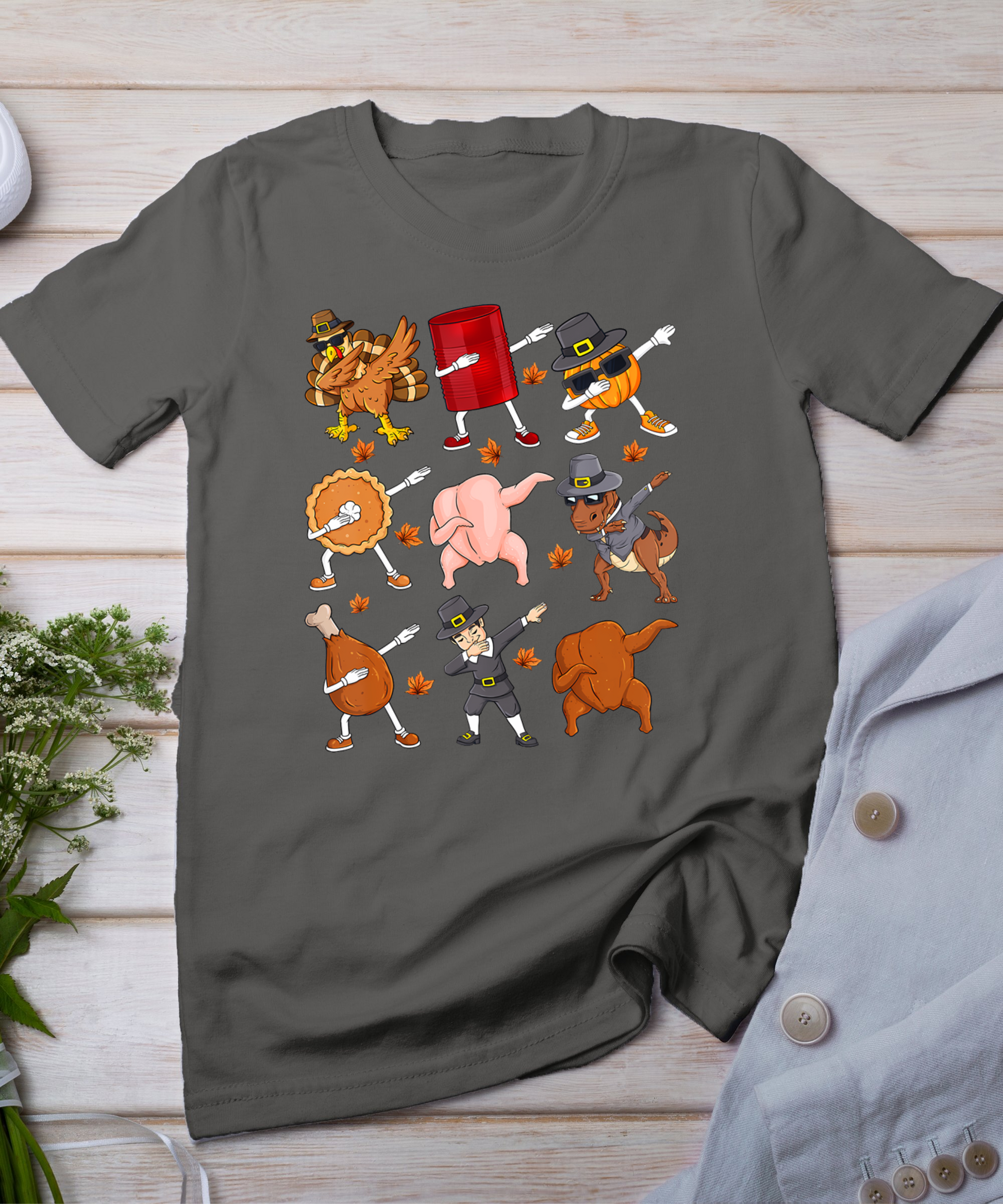 Dabbing Turkey T Rex Pilgrim Thanksgiving Boys Kid Funny Dab T-Shirt