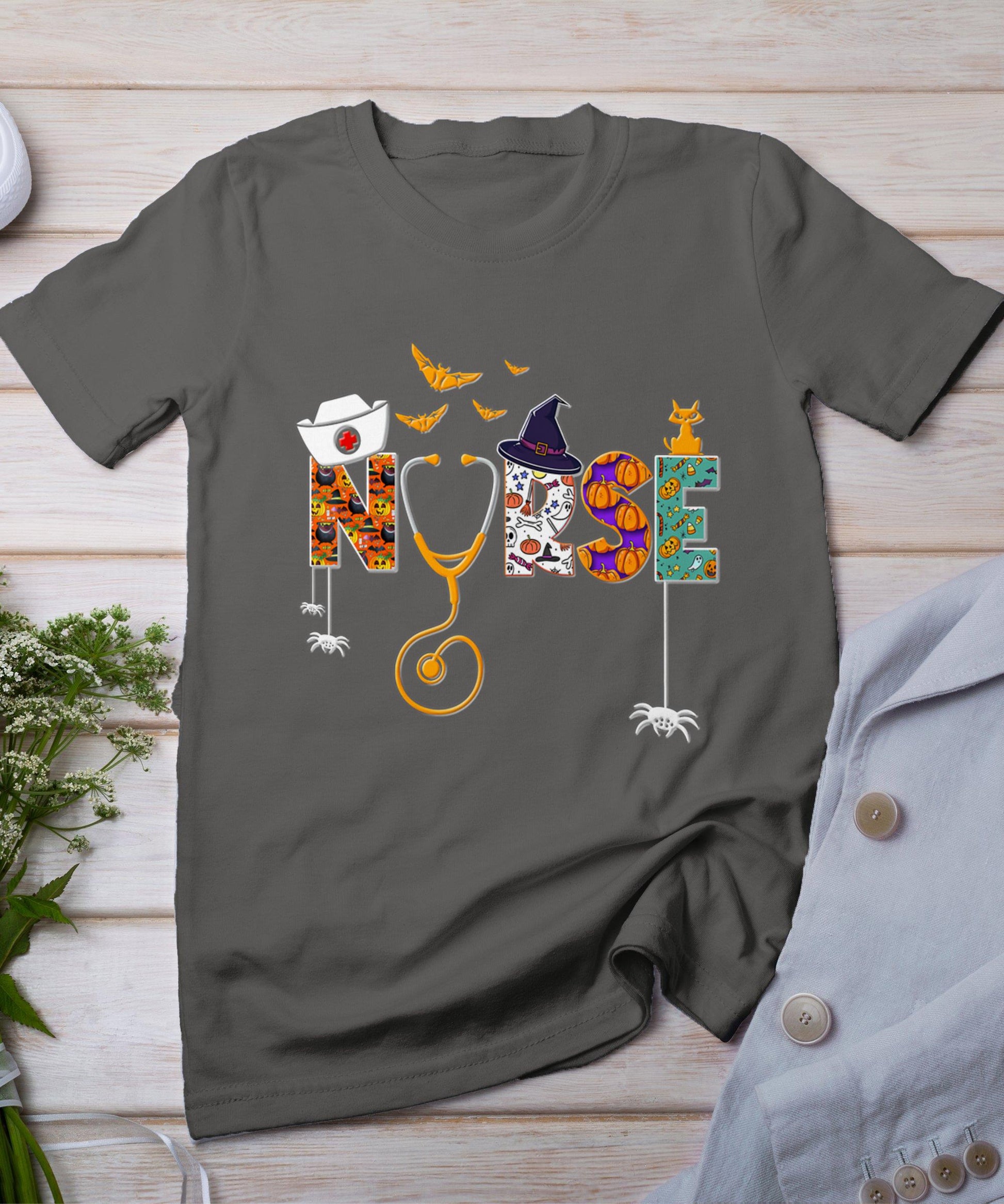 Halloween Nurse Nursing Cute Health Worker Halloween Pattern T-Shirt