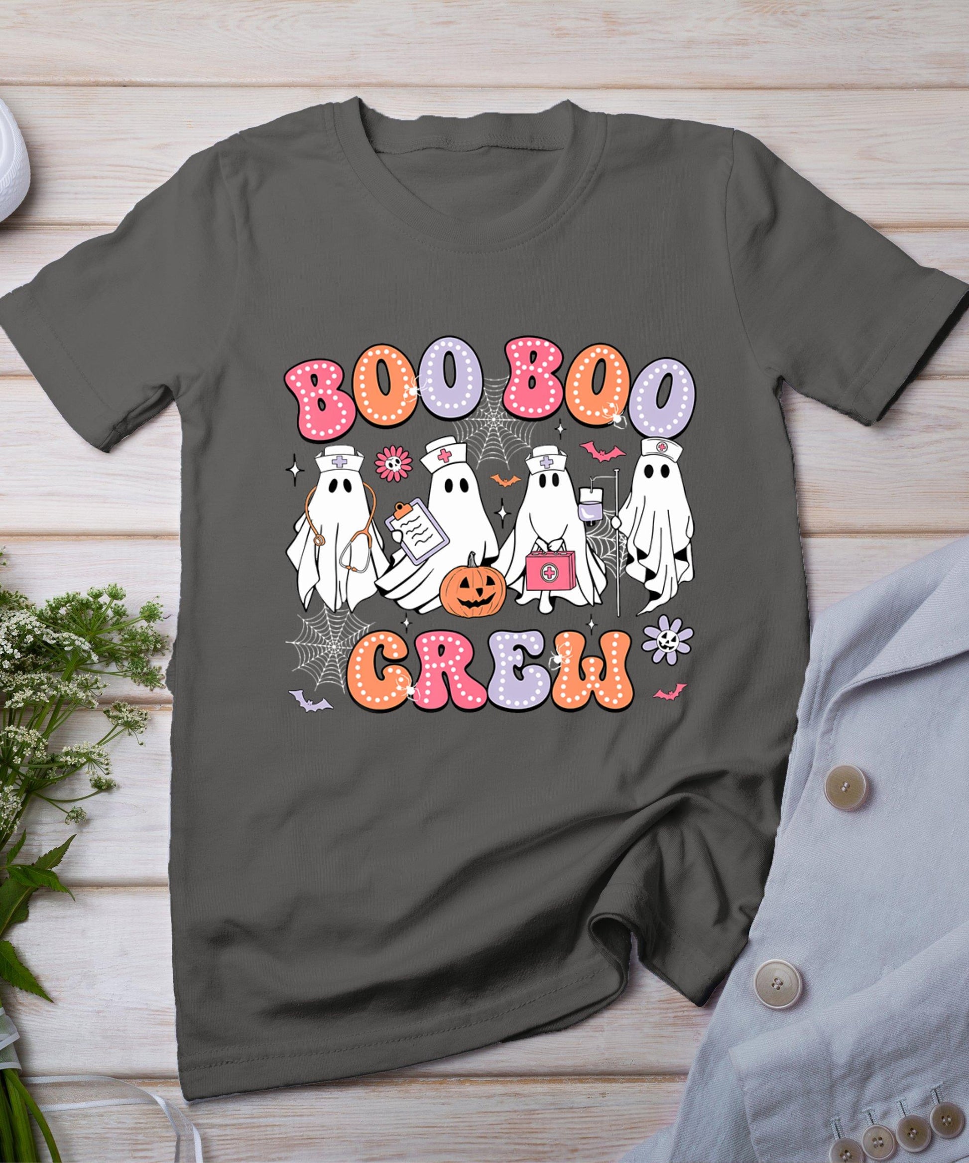 Groovy Boo Boo Crew Nurse Funny Ghost Women Halloween Nurse T-Shirt