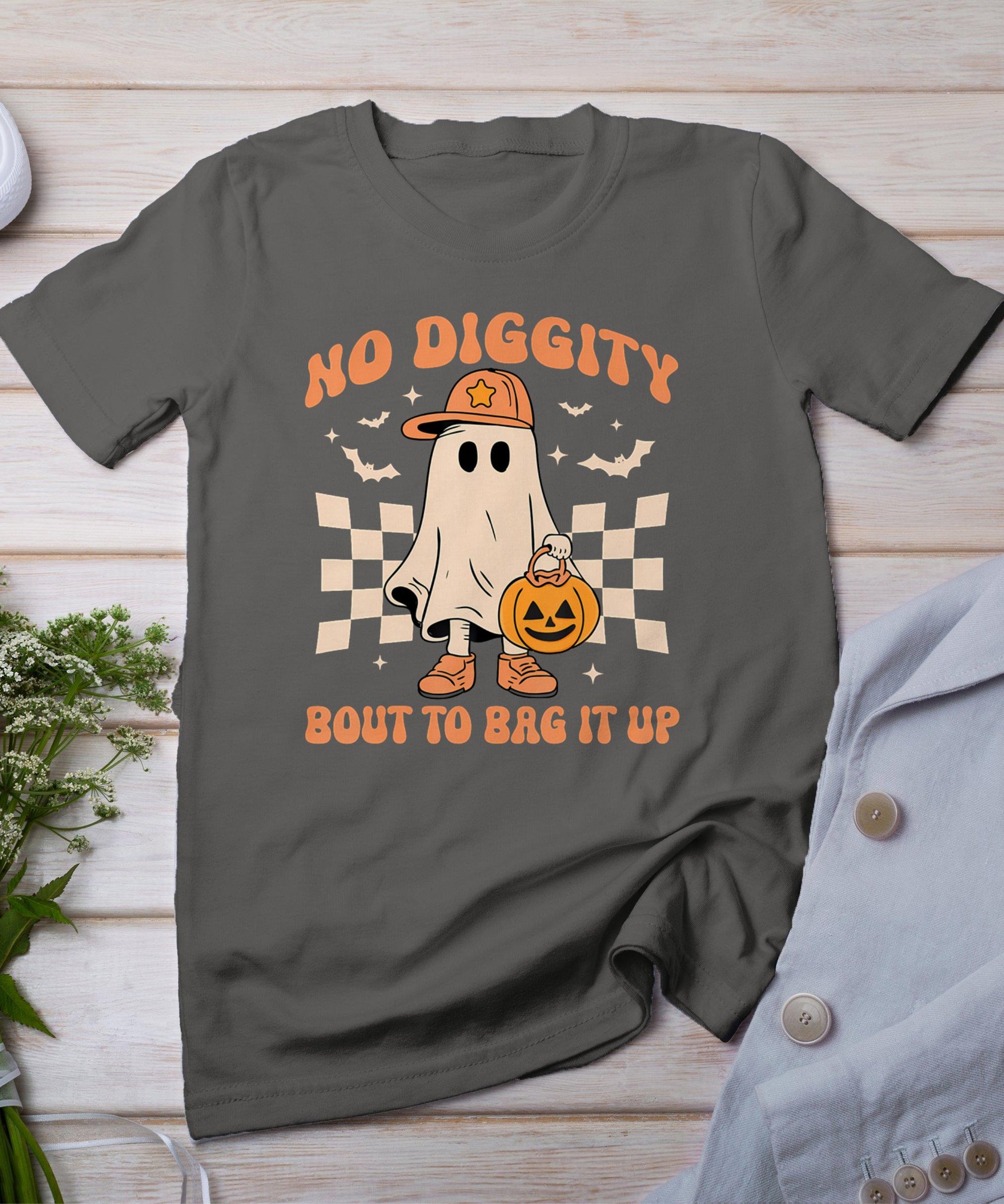 Halloween Ghost No Diggity Bout To Bag It Up T-Shirt