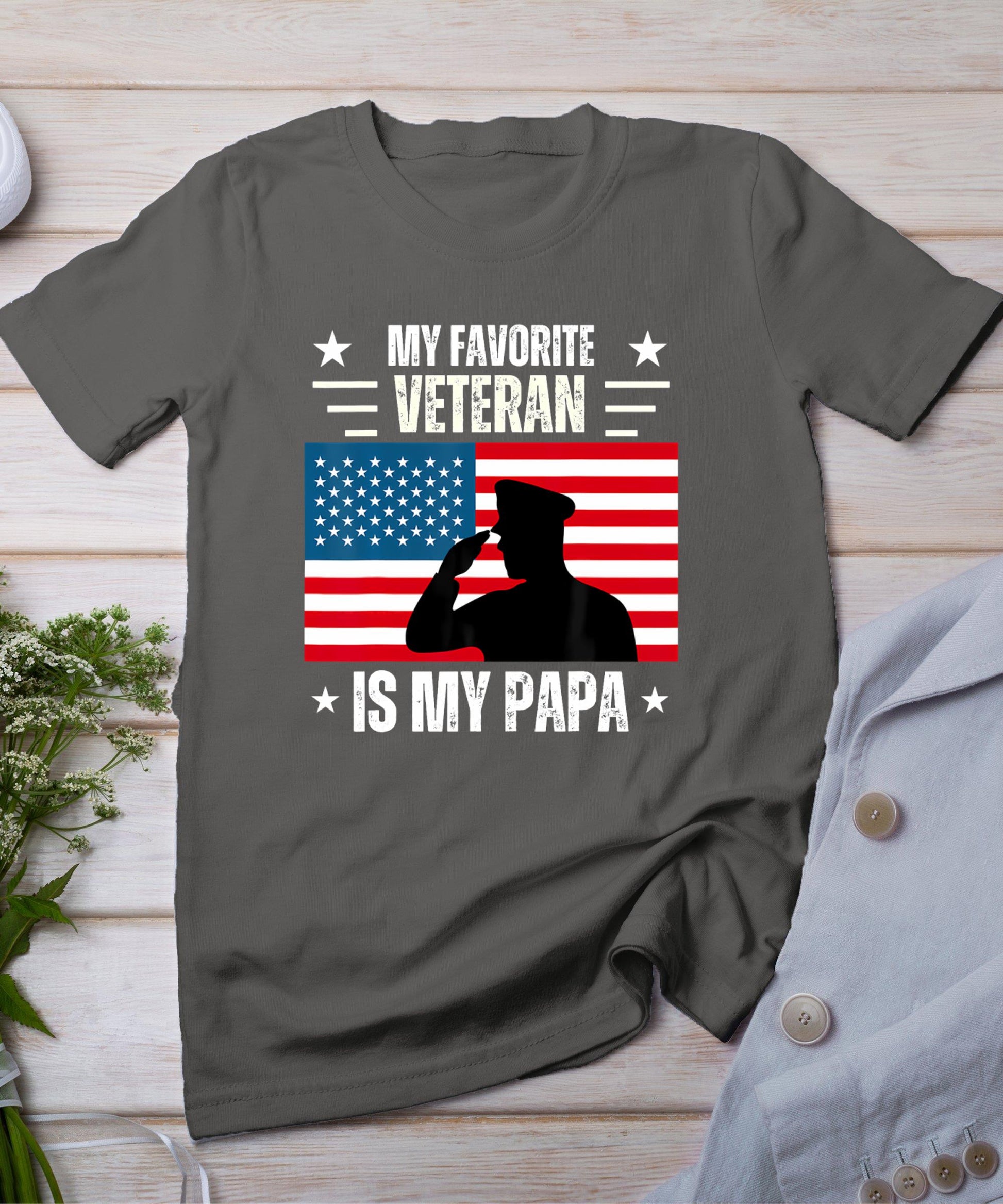 Veterans Day Military My Favorite Veteran Is My Papa Kids T-Shirt