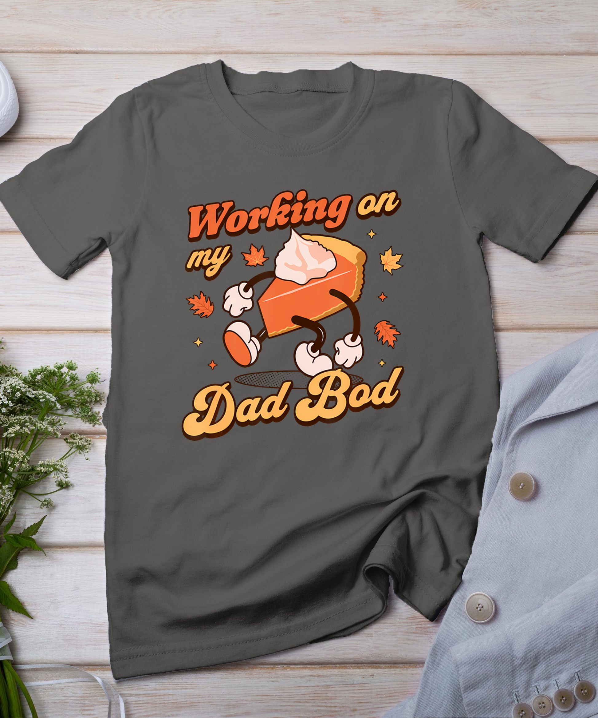 Working On My Dad Bod - Thanksgiving Pregnancy Announcement T-Shirt