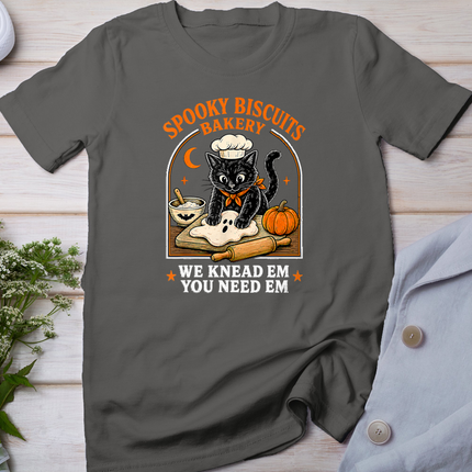 Retro Spooky Biscuits Club Cat Lovers Pastry Funny Halloween T-Shirt